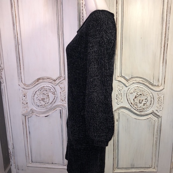 Cynthia Rowley Charcoal Gray Bell Long Sleeves Scoop Neck Sweater Dress S/S - Picture 8 of 12